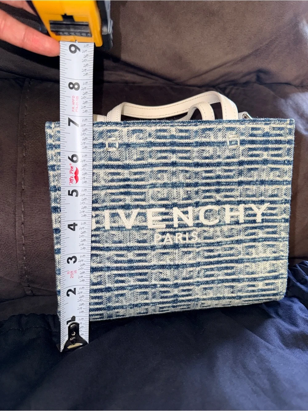 Givenchy Blue Denim Tote with Cream Leather Handles & Strap